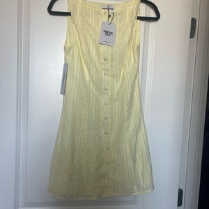 Princess Polly Pale Yellow Button-Front Mini Dress NWT